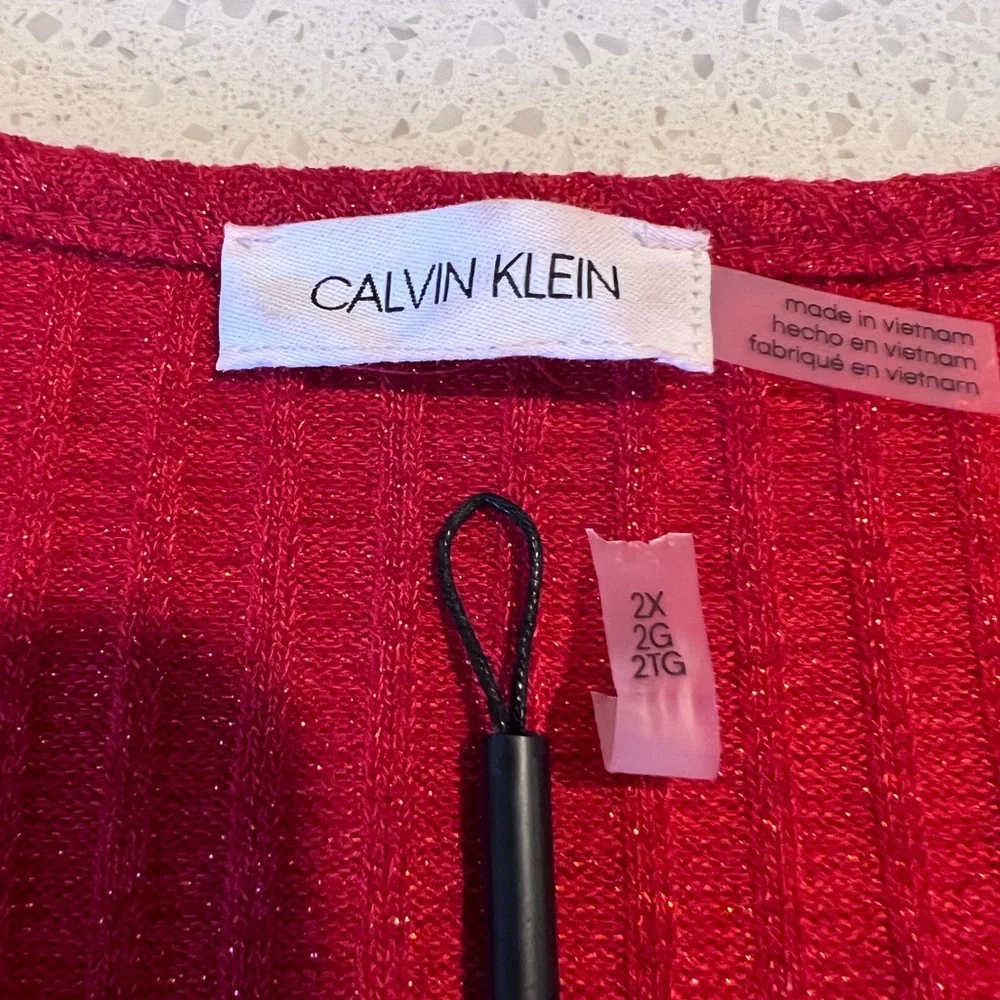 Calvin Klein Shimmer Red Scoop Neck Tunic Sweater Size 2X W0XHL848 - Picture 11 of 14